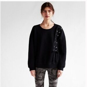 Express oversized One Eleven Lace-up sweat shirt